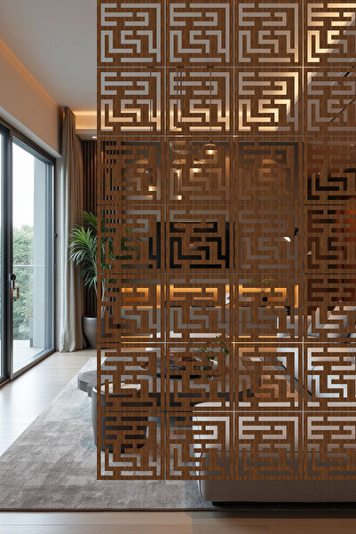 lexi Lazer Kesim Sarkıt Paravan, Ahşap Separatör, Oda Bölücü 4'lü Panel Levha...