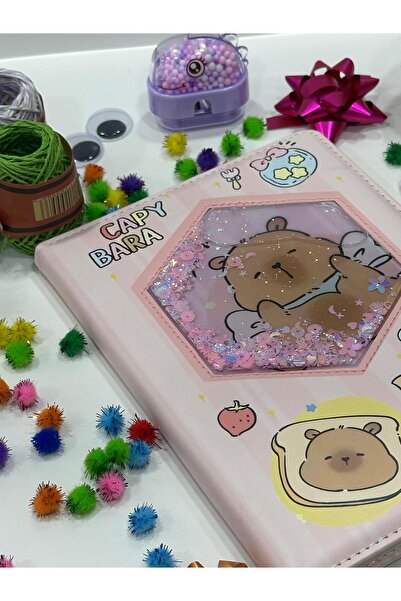 OEM Çizgili Defter Sulu Kapak Kapibara Desenli Sevimli Lucky Notebook