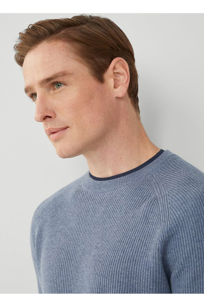 Hackett Mavi Erkek Bisiklet Slim Fit Kazak HM703093 Beden: L