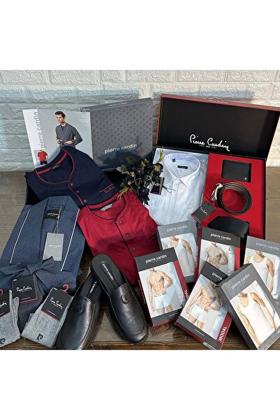 Pierre Cardinn Damat Bohçası Seti Kemer Cüzdan Röpteşembır  Seti Pijama Takımı