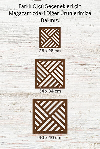lexi Lazer Kesim Sarkıt Paravan, Ahşap Separatör, Oda Bölücü 4'lü Panel Levha İllizyon Model 28 x 28 cm