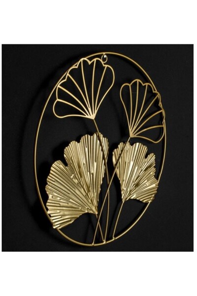 SyaMAG Decorațiune rotundă de perete metalică, model floral, culoare aurie, d...