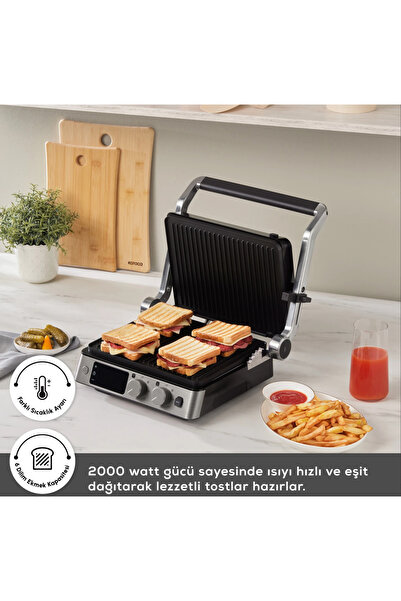 Karaca Inox Döküm Izgara Ve Tost Makinesi 6 Dilim Kapasiteli - Zamanlayıcılı - Dijital Ekran