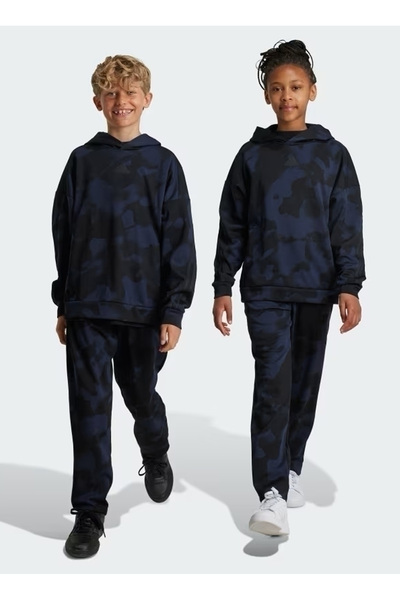 adidas Siyah Erkek Çocuk Lastikli Bel Bol Kesim Desenli Eşofman Altı IV9490-J...