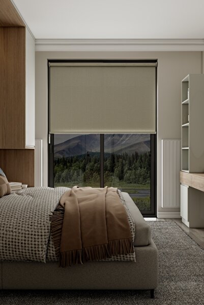 Aguila Home Krem Keten Blackout Stor Perde, Blackout Perde, Metal Zincir, Alü...