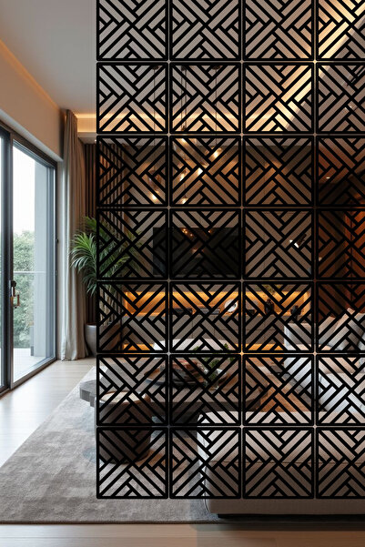 lexi Lazer Kesim Sarkıt Paravan, Ahşap Separatör, Oda Bölücü 4'lü Panel Levha...