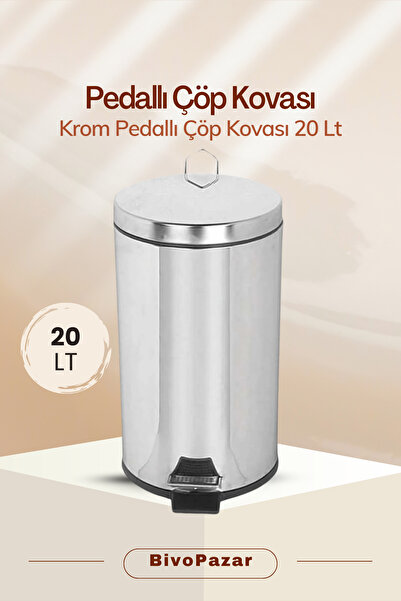 Palex Krom Pedallı Çöp Kovası 20lt