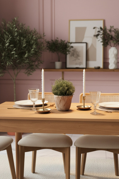 Woodenbend Bohem Natural Masif Masa Sandalye Takımı 80x120 – 4 Adet Hazeran Sandalyeli Ahşap İskandinav Tarzı