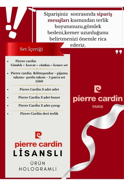 Pierre Cardinn Damat Bohçası Seti Kemer Cüzdan Röpteşembır  Seti Pijama Takımı