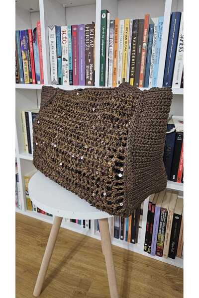 göçer Çanta İpi / Örgü İpi %100 pamuk viskon renk karamel 3+6 karamel İri pullu yumaklar 50gr X 2 =100gr