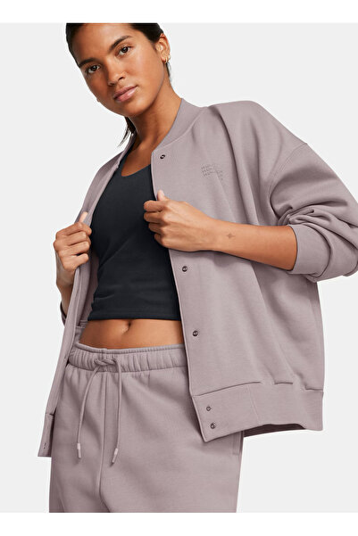 Under Armour 1386502-015 UA Icon Flc Varsity Jkt Gri Normal Düz Kadın Zip Ceket