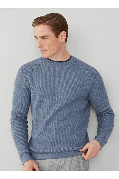 Hackett Mavi Erkek Bisiklet Slim Fit Kazak HM703093 Beden: L