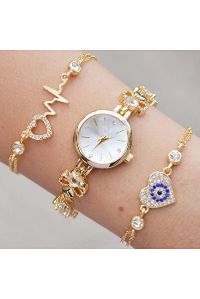 istanbul form Gold Metal Kordon Kadın Saat Kombini 3462
