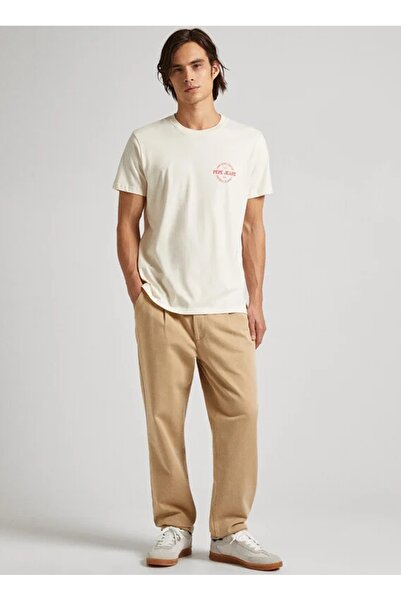 Pepe Jeans Bisiklet Yaka Baskılı Ekru Erkek T-Shirt PM509210 804 CRAIG