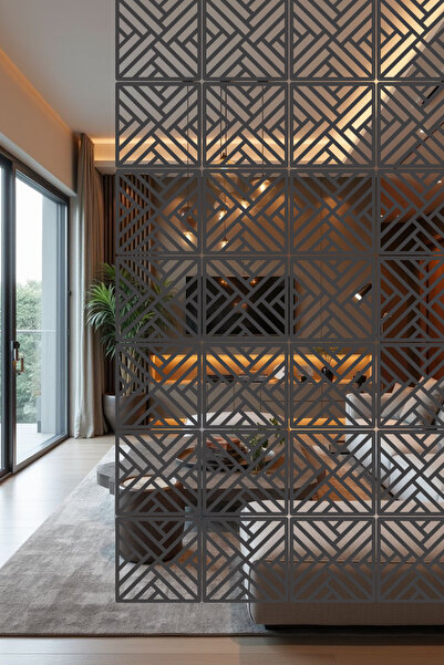 lexi Lazer Kesim Sarkıt Paravan, Ahşap Separatör, Oda Bölücü 4'lü Panel Levha...