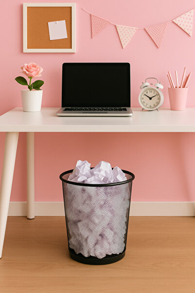Need Black Trash Can with Full Hole Metal Mesh - Nd-1030