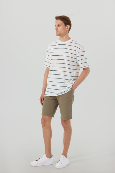 People By Fabrika Haki Erkek Normal Bel Basic Fit Şort PBF4SM-SHT5055