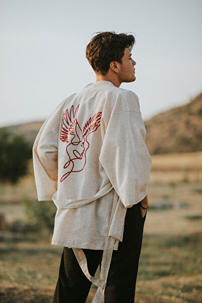 Mojo Summer Lyra / Keten El Baskı Kısa Kimono