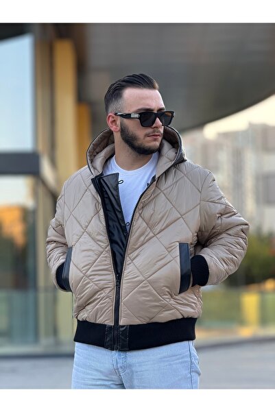 KINGAF Jachetă pentru bărbați, cu două fețe, umflată