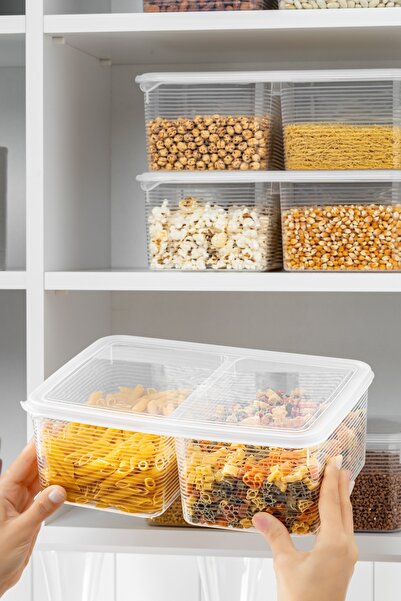 BRAMBLE LIFE 4.5 Lt 2 Compartment Rectangular Lid Tablet Detergent Organizer Bathroom Organizer