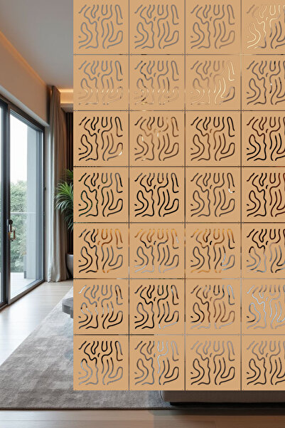 lexi Lazer Kesim Sarkıt Paravan, Ahşap Separatör, Oda Bölücü 4'lü Panel Levha...