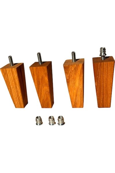 OEM Set de 4 picioare pentru canapele și mobilă, H100 mm, lemn masiv de stejar, trapezoidal, cu șurub M8