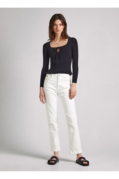 Pepe Jeans Yüksek Bel Düz Paça Normal Beyaz Kadın Denim Pantolon PL2046930