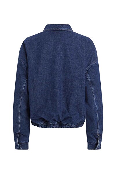 Calvin Klein Nakışlı Koyu Lacivert Kadın Gömlek Denim Ceket - DENIM BOMBER