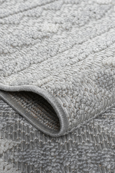 Estiva Home Gri Krem Yumuşak Dokulu Halı Kilim Bukle Salon Mutfak Koridor Yolluk Dokuma Makine Halısı