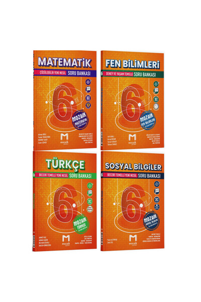 Mozaik Yayınları Mozaik 6. Sınıf Matematik Fen Türkçe Sosyal 4'lü Soru Bankas...