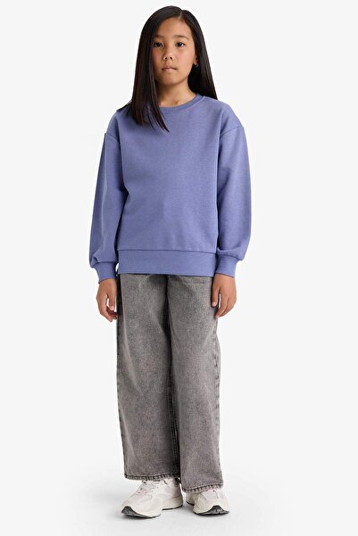 DeFacto Girls Relax Fit Crew Neck Basic Plain School Sweatshirt A2797A825Au