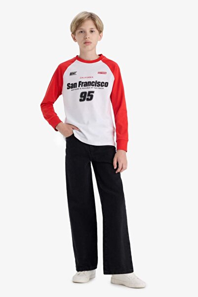 DeFacto Boy's Crew Neck Printed Long Sleeve T-Shirt F1961A825Au