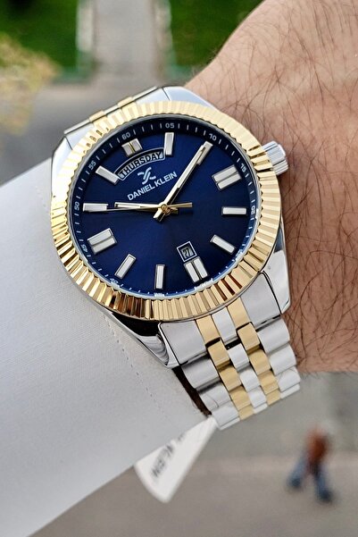 Daniel Klein Kadranı Lacivert Kordonu Gold Gümüş Renk 42 Mm İç Göstergeleri A...