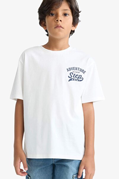 DeFacto Boy's Crew Neck Printed Short Sleeve T-Shirt F2572A825Sm