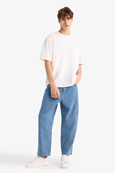 DeFacto %100 Pamuk Tapered Wide Leg Fit Geniş Paça Jean Yıkamalı Pantolon F8397AX25AU