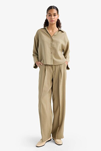 DeFacto Wide Leg Yüksek Bel Geniş Paça Modal Pantolon F7637AX25AU