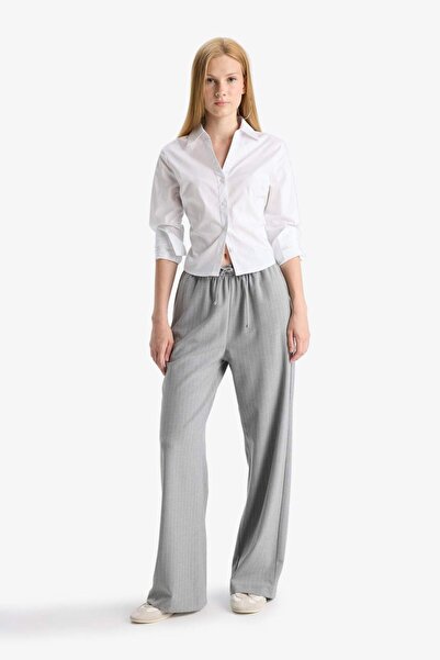 DeFacto Coool Wide Leg Beli Bağcıklı Normal Bel Pantolon F6249AX25AU