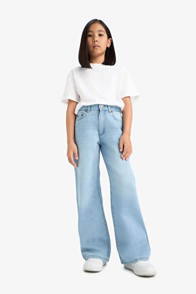 DeFacto Kız Çocuk Straight Wide Standart Paça Jean Pantolon E7322A825AU