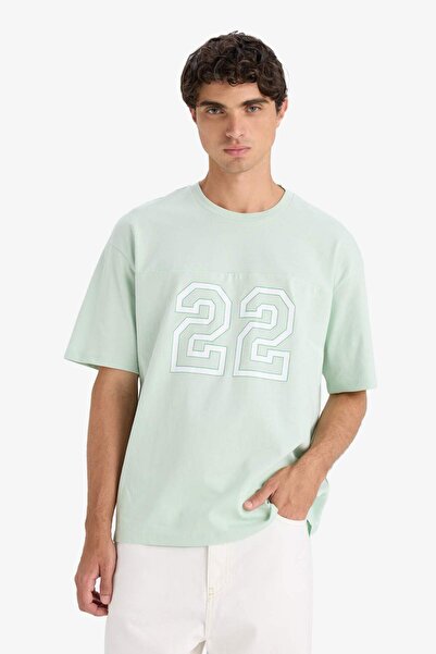 DeFacto Boxy Fit Rundhalsausschnitt Bedrucktes Kurzarm-T-Shirt F8565AX25HS