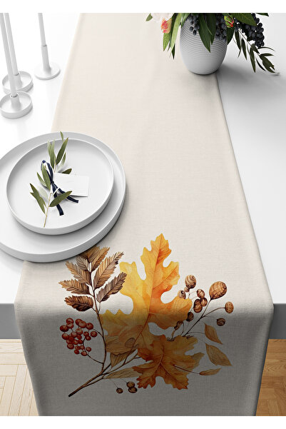 Bertille Home Sonbahar Serisi 140x40 Cm Dijital Baskılı Runner (Halloween Aut...