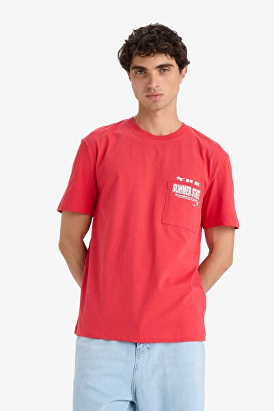 DeFacto Bedrucktes Kurzarm-T-Shirt mit normaler Passform und Rundhalsausschnitt F8540AX25HS