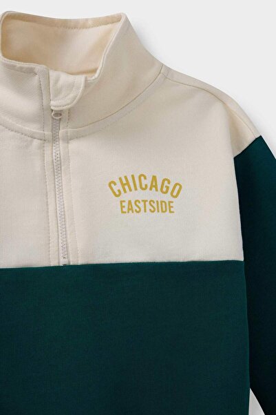 DeFacto Erkek Bebek 2'li Takım Baskılı Okul Fermuarlı Sweatshirt Eşofman Altı F3260A525AU