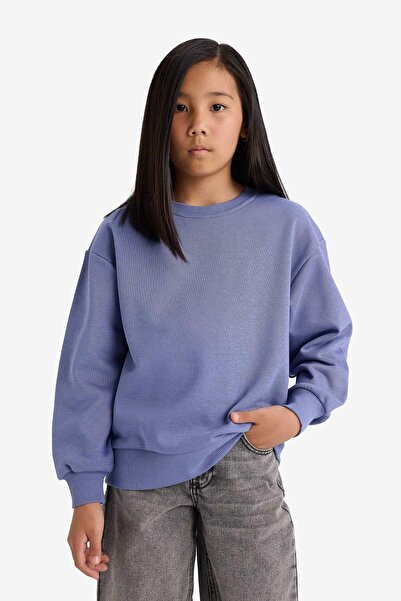 DeFacto Girls Relax Fit Crew Neck Basic Plain School Sweatshirt A2797A825Au