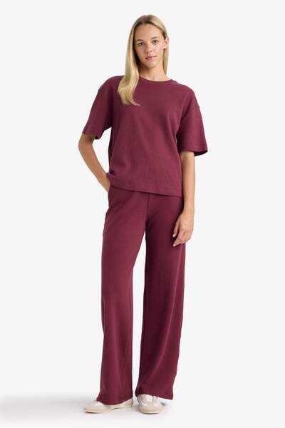 DeFacto Oversize Wide Fit Crew Neck Basic μονόχρωμο κοντομάνικο μπλουζάκι C7630AX25AU