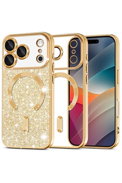 SKYDDAR INNOVATION Θήκη για iPhone 17 Pro Max, Πολυτελής θήκη Magsafe με γκλίτερ, Ανθεκτική σε κραδασμούς, σετ αυτοκόλλητων, Χρυσή
