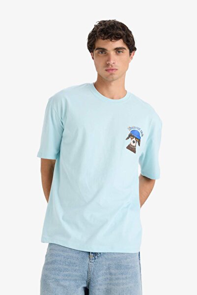 DeFacto 100 % Baumwolle, Boxy Fit, Rundhals, bedrucktes Kurzarm-T-Shirt F4533AX25SM