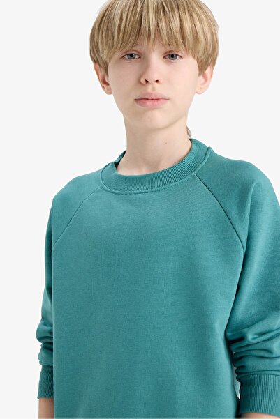DeFacto Erkek Çocuk Bisiklet Yaka Basic Düz Okul Sweatshirt E8415A825AU