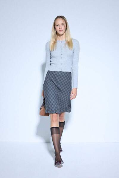 DeFacto A Form Checked High Waist Viscose Midi Skirt F7806Ax25Au