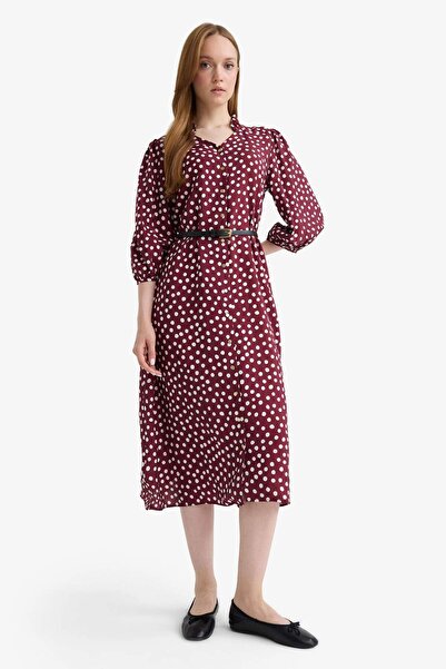 DeFacto Relax Fit V Neck Polka Dot Half Sleeve Dress F5494Ax25Au