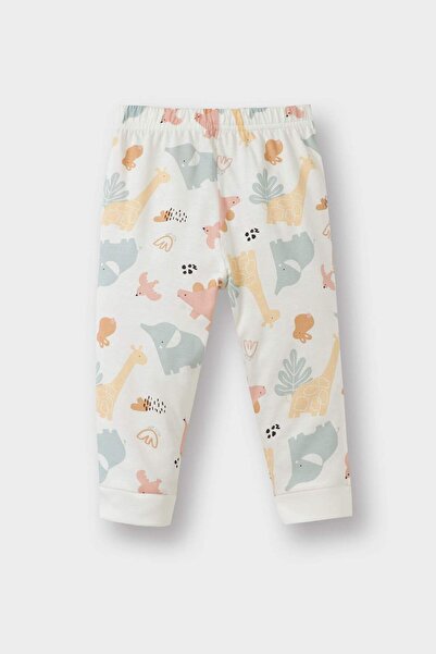 DeFacto Kız Bebek Pijama Takımı Dinozor Baskılı Uzun Kollu Penye Üst Uzun Alt E9480A525AU